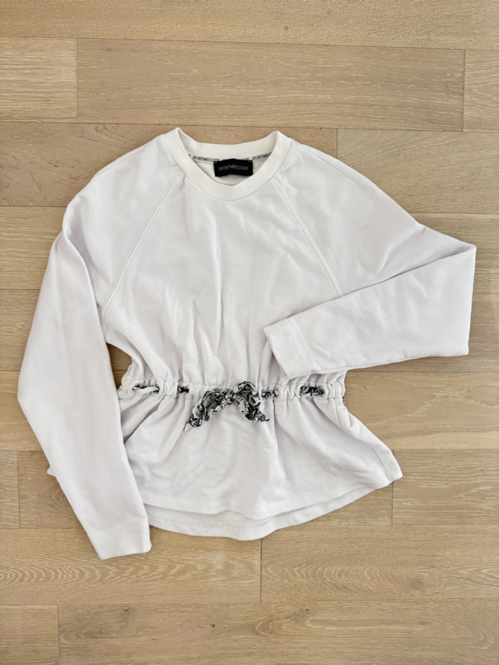 Sportmax Code White French Terry Sweatshirt With Ribbon Tie Waist - Size M